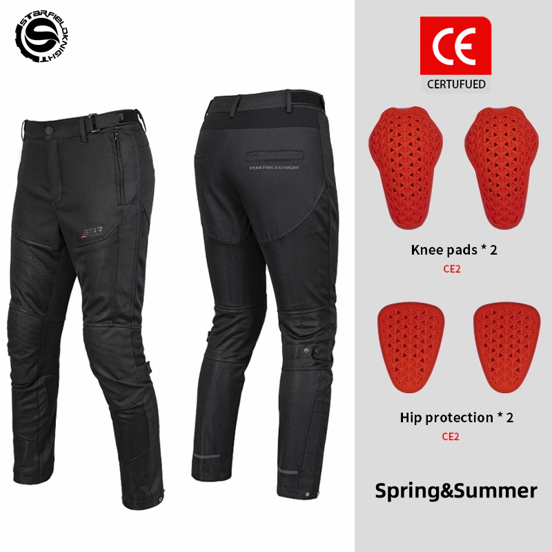 Cycling Commuter Pants - Star Field Knight กางเกงขี่มอเตอร์ไซค์พร้อมอุปกรณ์ป้องกันกางเกงสำหรับผู้ชายตาข่ายระบายอากาศสีดำสำหรับฤดูร้อน