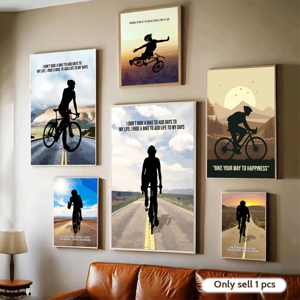Cycling Quote - คำคมสร้างแรงบันดาลใจในการปั่นจักรยาน โปสเตอร์ศิลปะสมัยใหม่ สติ๊กเกอร์ติดผนังแบบมีกาวในตัว สำหรับตกแต่งห้องนอนและห้องนั่งเล่น ของตกแต่งบ้าน ไอเดียของขวัญสุดพิเศษ