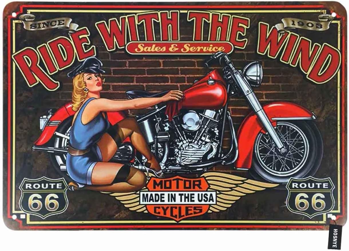 Cycling Quote - ป้ายโลหะวินเทจ HOSNYE Motor Cycles Pin Up